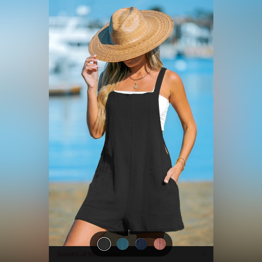 Cupshe Black Square Neck Romper
